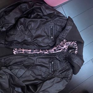 brown leather jacket